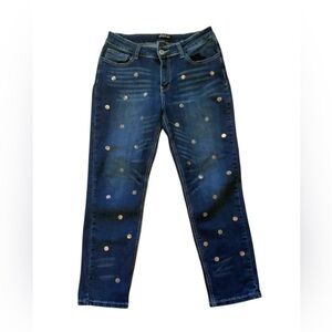 Baccini Blue Jeans with Gold Polka Dots